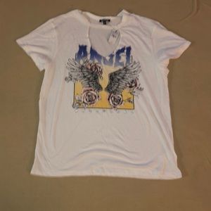 White slight V-Cut Angel Shirt
